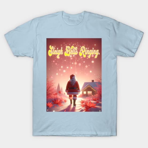 Sleigh bell ringing: Heartwarming Santa Claus Holiday Tee T-Shirt by TimeWarpWildlife